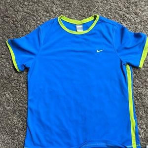 Nike Kid’s T-shirt, Size L(12-14), Blue with Lime Green trim